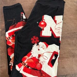 LuLaRoe Black background Noel Santa Leggings